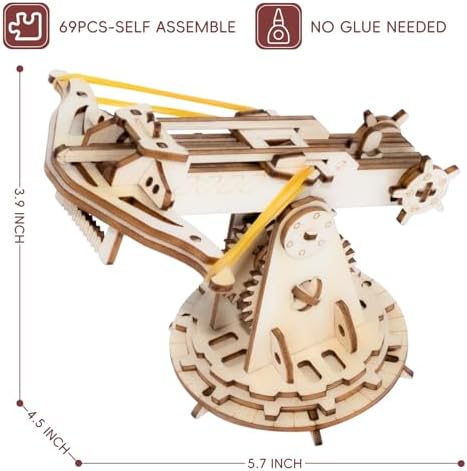 3D Wooden Puzzles for Adults,Wood Ballista Model Building Kit,Assembling Catapult Gifts for Boys and Girls,Best Educational Christmas Birthday Day Gift for Friends (Wooden Ballista) - Image 2