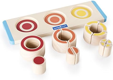 Guidecraft Nesting Circle Fractions - Smooth Wooden Shapes Sorting Game, Kids Early Educational STEM Toys - Image 4
