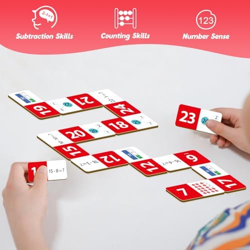 Kasfalci Subtraction Dominoes Set,Math Manipulatives Games for Kids,Counting Toys,Learning Games,Preschool Learning Activities,Homeschool Supplies,Kindergarten Classroom Must Haves,1st 2nd 3rd Grade - Image 4
