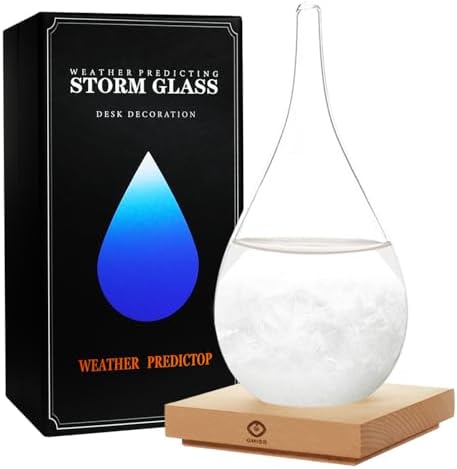 Storm Glass Weather Predictor,Christmas Snow Globe Storm Glass Barometer Weather Predictor, Home and Office Decorative Glass Bottles, by GMISS