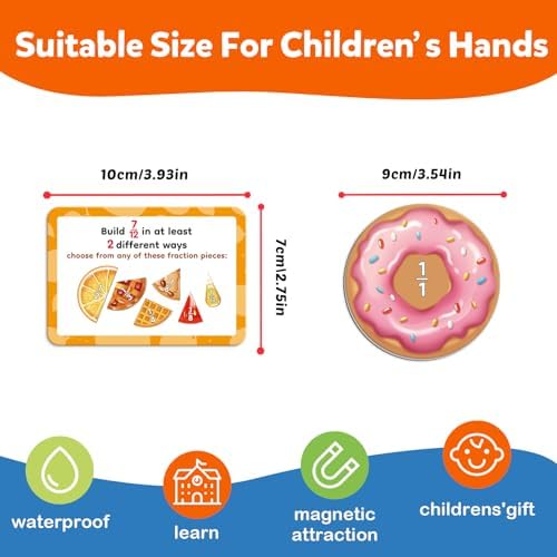 Aizweb Magnetic Fraction Tiles & Circles Set,Bars,Magnetic Fraction Educational Puzzle,Montessori Math Manipulatives,Fraction Learning Games for Elementary Classroom Homeschool Supplies - Image 5