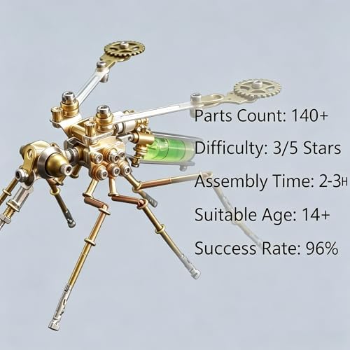 3D Metal Model Mechanical Kits Steampunk Insects Mosquito Puzzle for Adults 140+ Parts 3 Hours Build Cool Desk Decor Christmas & Birthday Gift for Men Father (Mosquito) - Image 7