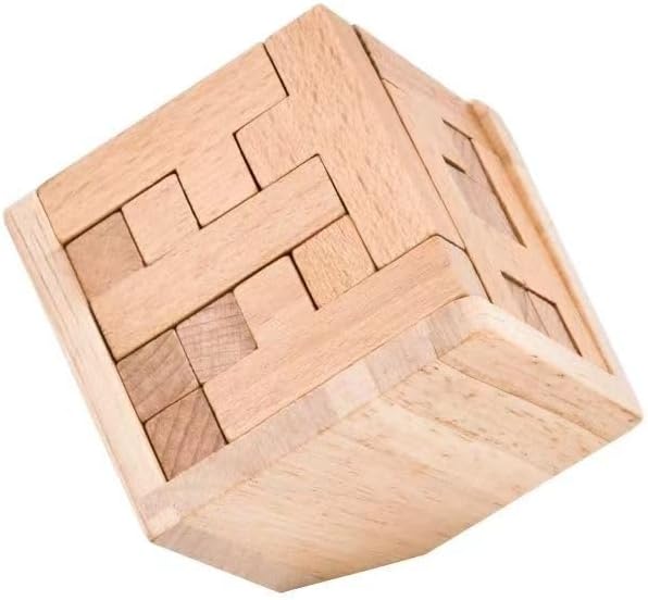 Wooden Brain Teaser Puzzles Box Brain Teasers Wooden Puzzle T-Shaped Geometric Intellectual Jigsaw Logic Cube Puzzles Mind Games for Kids and Adults - Image 3