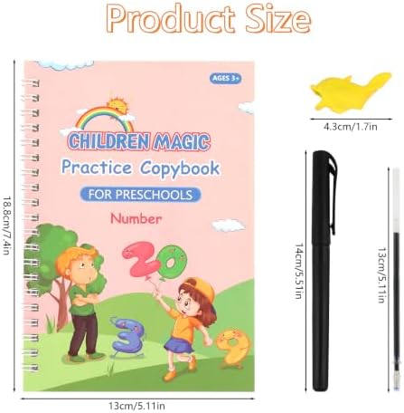 Grooved Writing Books for Kids, Reusable Magic Practice Workbook 4 Pack - Image 2