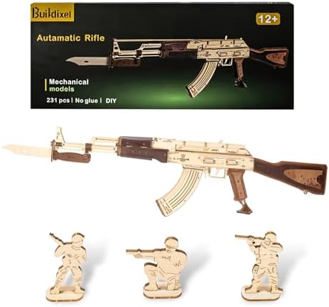 3D Wooden Puzzles for Adults,Wooden Toy for Adults,DIY Rubber Band Gun,Educational Brain Teaser,Best Educational Christmas Birthday Day Gift for Kids(Wooden Gun) by Unknown