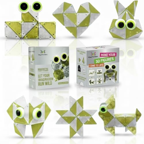 MagStackers Magnet Fidgets for Kids - 22 Pc Magnetic Tiles Toy Building Set with Tetrahedron and Tripyramidal Magnet Blocks for 5+ Years - Reduce Fidgeting and Create 1000+ Fun Creatures and Designs by HyperBlasters