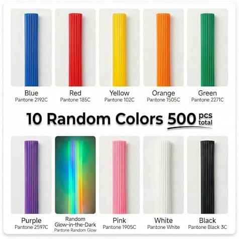 500 Pcs 3D Pen Filament 10 Colors PCL 2.5mm Biodegradable Low Temperature for 3Doodler Start 3D Pen Includes One Random Fluorescent Color - Image 4