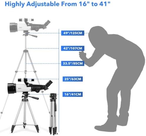 HSL Telescope for Adults,70mm Aperture 400mm Focal Length Refractor Telescope for Astronomy Beginners(20x-100x) - Travel Telescopes with Carry Bag and Adapter(White) - Image 5