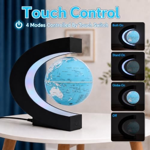 Magnetic Levitation Rotating World Globe with LED Light and Touch Control - Image 3