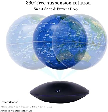 6" Magnetic Levitation Floating Globe with 7 Color LED Lights, Rotating Anti-Gravity World Map for Home & Office Decor, Educational Gift and Cool Tech Gadget for Kids Adults - Image 4