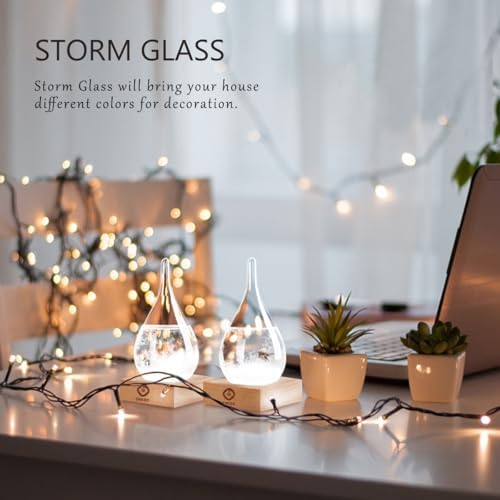 Storm Glass Weather Predictor,Christmas Snow Globe Storm Glass Barometer Weather Predictor, Home and Office Decorative Glass Bottles, - Image 3