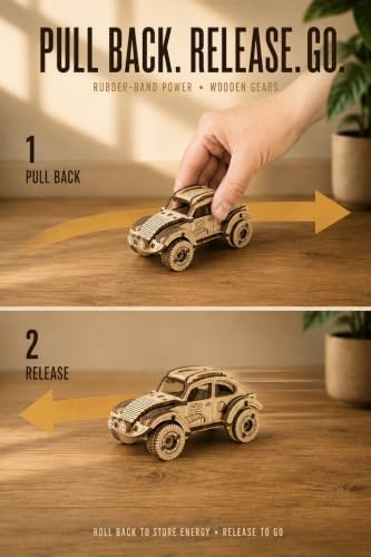 EWA Eco-Wood-Art Pocket Buggy - 3D Wooden Puzzle Mechanical Model Kit DIY Wood Construction Set - Image 6