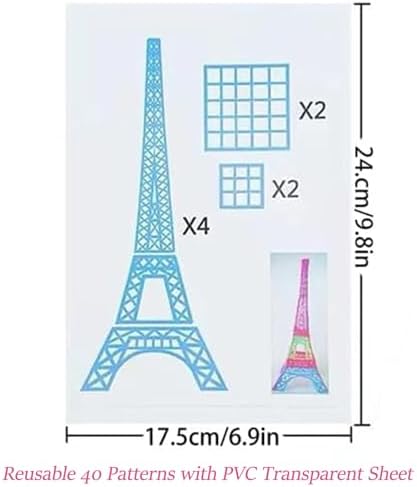20 Sheets 3D Printer Drawing Molds Paper Stencils for 3D Printing Pen,Reusable 40 Patterns with PVC Transparent Sheet Suitable for 3D Printing Pen Kids DIY Gifts. - Image 2