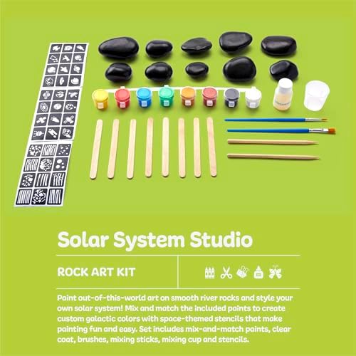 Discovery™ Solar System Studio Rock Art Kit, 35-Piece Space Craft Painting Set, Paint and Decorate Galaxy Rocks with Stencils, STEM Art Kit for Kids Ages 6+ - Image 6