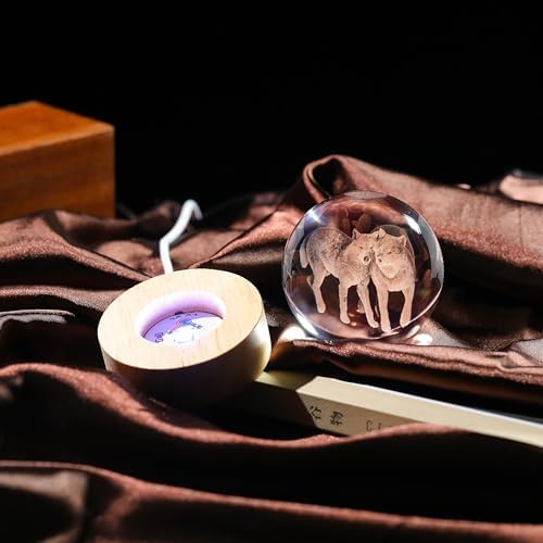 3D Wolf Crystal Ball 60mm - Figurines Decor Glass Animals for Women, Anniversary Birthday Gift for Best Friend, Wolf Lovers Keepsake Paperweight - Image 4
