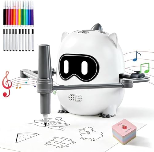 Drawing Robot for Kids with Camera Recognition, Smart Voice Interactive Painting Robot Educational Machine, Montessori Learning Toys with 100 Cards, 12 Colorful Pens Boys Girls by Unknown