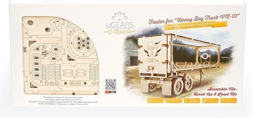 Ugears Trailer for Heavy Boy Truck VM-03 3D Puzzle, 138-Parts, 14.2-Inch, Brown - Image 7