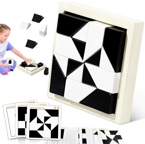 Puzzle Blocks for Kids,Education Puzzle Toy with Storage Tray,Brain Teaser with Challenges Cards 3D Logic & Spatial Thinking Tabletop Toy for Boys Girls by Kykake