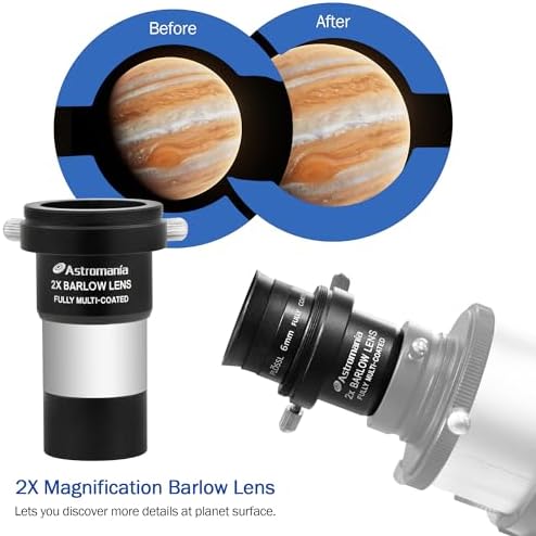 Astromania 1.25Inch Metal Collimating Cheshire Eyepiece Without Laser for Newtonian Reflector Telescope - Long Version - Bundle with - Accessory Kit Telescope Fully-Coated Eyepieces - Image 2