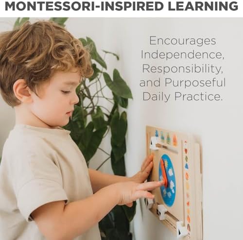 Montessori & Me Wooden Weather Board for Toddlers – Preschool Weather Chart & Daily Calendar for Kids, Interactive Toddler Calendar with Days of the Week, Months, Seasons & Temperatures - Image 3