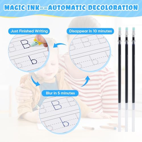 ASIGN Magic Ink Copybooks for Kids Reusable Handwriting Workbooks for Preschools Grooves Template Design and Handwriting Aid (4) - Image 4