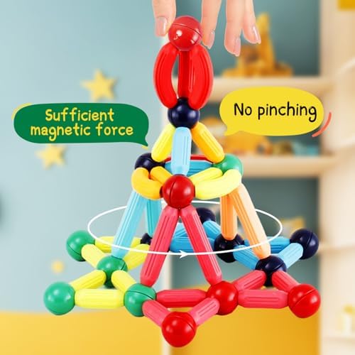 64PCS Magnetic Building Blocks, Montessori Magnet Toys for Kids Ages 3+, STEM Learning Toys for Boys and Girls, Creativity Kids Game - Image 6