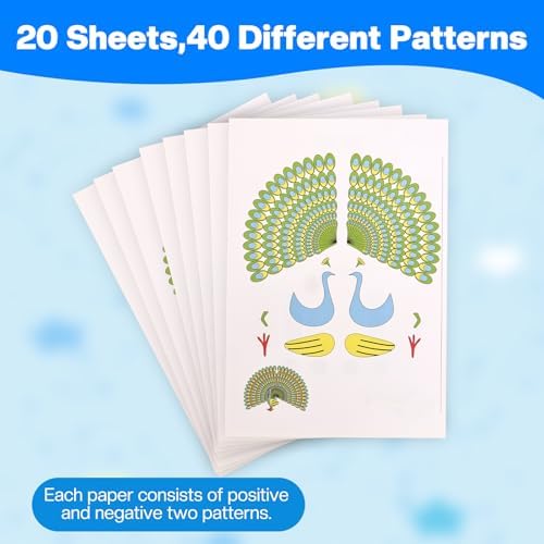3D Pen Stencils, 20 Sheets 40 Patterns 3D Drawing Paper Templates, with a Reusable Transparent PVC Drawing Board, 3D Art Pen Accessories Set for Adults Starter for 3D Printing Pen - Image 2