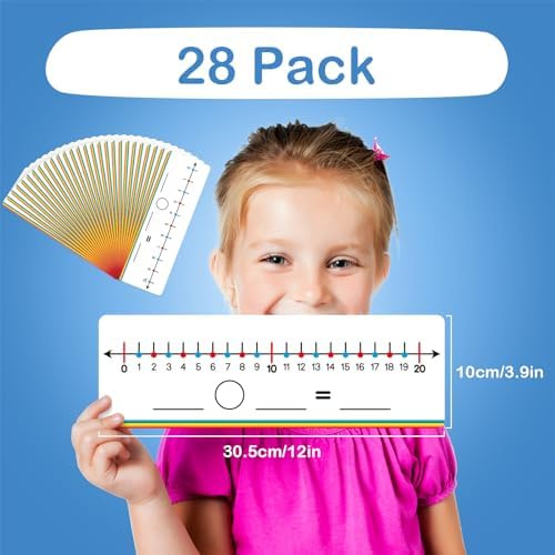 Aizweb 28 Pack Number Line Dry Erase Board Card,12" x 3.9" Small Whiteboard Math Manipulatives Addition Subtraction Game for Student Classroom Must Have Homeschool Teacher Supplies Learning Activities - Image 2