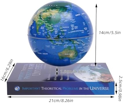 Magnetic Levitation Globe w/Book-Shaped Base, 6 Inch Rotating Geographic Globe with LED Light, Auto Rotation Suspended Floating World Map Night Light for Table Desk Decor Holiday Gift, Dark Blue - Image 2