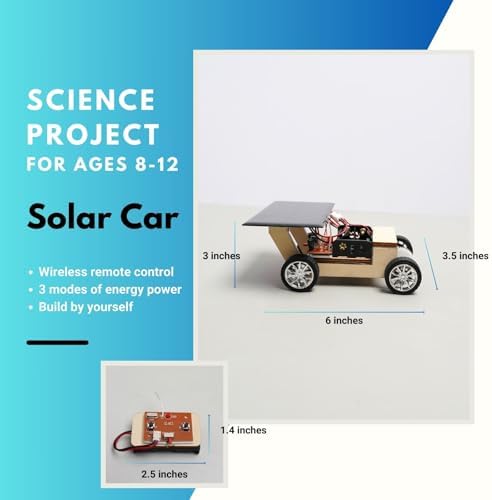 Solar-Powered Car V1, Wooden STEM Kit with Wireless Remote Control for Boys and Girls, Hybrid Powered by Solar Power and Batteries, Educational Motor Toy Gift for Kids Aged 8-12 - Image 2