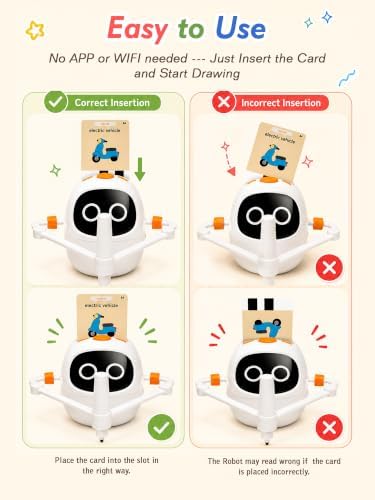 Drawing Robot Toys for Kids, 220 Flash Cards Gift for 3-8 Years Old Boys Girls, Montessori Doodle Art Painting with Voice Interactive for Beginners, Birthday (White) - Image 6