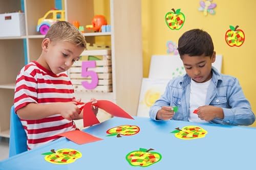Renbuzhu 40PCS Back to School Apple-Shaped Crafts Bulk: Tissue Paper Sign Suncatchers, First Day of Classroom Activities DIY Kit, Fall Decorations, Window Stained Glass Effect Art Supplies - Image 2