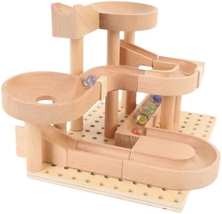 Jiawu Wooden Marble Model Building Kit, Educational Beech Wood Construction Stable Track Design, Mechanical Marble Assembly Model Kit with Assembly Track Blocks Beads for Kids and Adults - Image 4