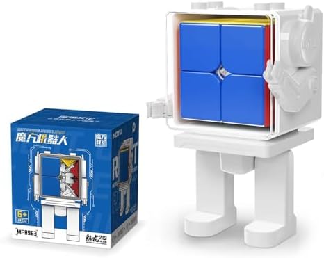Moyu Meilong 2M Magnetic Speed Cube Robot-Shape Display Box, Adjustable Elasticity 2x2 Magnetic Cube with Stickerless Shape Moves Quickly and Smoothly by MoYuCube