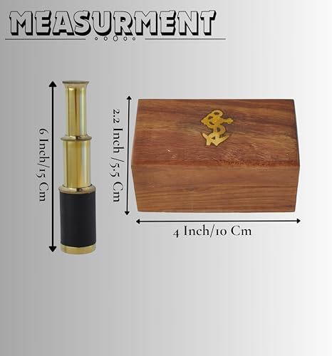 6" inch Handheld Brass Telescope with Wooden Box - Pirate Navigation. - Image 4