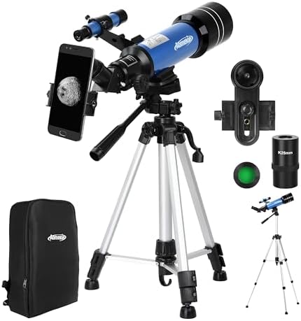 AOMEKIE 40070 Astronomy Telescopes for Beginners and Adults with K10 and K25 Eyepieces 70mm Travel Telescope Adjustable Tripod 3X Barlow Lens Phone Adapter（with Backpack ） by AOMEKIE