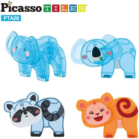 PicassoTiles Magnet Tile Animal Friends Action Figure Playset Mix or Match Figurine Wildlife Character Toy STEM Learning Construction Building Magnetic Tiles Educational Pretend Play Kit Ages 3+ PTA29 - Image 4