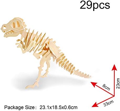 Georgie Porgy 3D Wooden Puzzles DIY Models Kits for Kids Dinosaur Airplane Woodcraft Construction Toys Pack of 6 (T-Rex Triceratops Spinosaurus Parasaurolophus Apatosaurus Stegosaurus) - Image 2