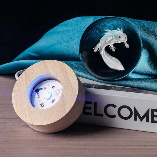 3D Axolotl 60mm Crystal Ball Axolotl Night Light Lamp Toy Gifts for Women Wife Girlfriend Mom Couple Her Axolotl Figurine for Girls Boys Kids - Image 5