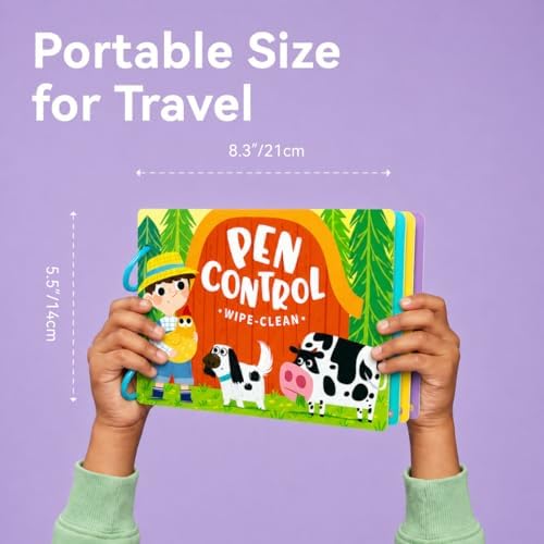 Dohoho Reusable Tracing Book for Kids Ages 3-5, 30 Pages Farm-Themed Line Tracing & Pen Control Workbook, Wipe Clean Educational Travel Toy with Dry-Erase Markers for Preschool Learning Activities - Image 5