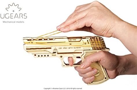 UGEARS Wolf-01 Handgun 3D Wooden Puzzles for Adults - Wooden Model Kits for Adults Rubber Space Band Handguns Mechanical Handgun Models Wood Puzzle Gun Brain Teaser, Hobby Set - Image 4