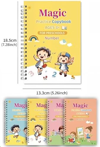Grooved Writing Practice Books for Kids, 4pk Handwriting Kit, Ages 3-8 - Image 4