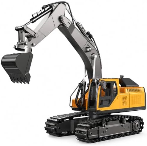 Remote Control Excavator Toys, 3-in-1 Metal Bucket/Claw/Drill, Turns 680° - Construction Toys with Lights/2 Recharge Batteries/Music, Christmas Birthday Gifts Mini RC Excavator Toys Boys for 3+ - Image 4