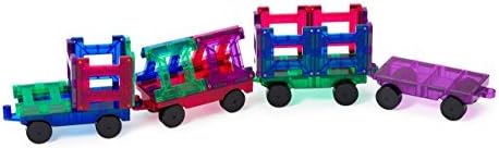 Playmags Magnetic Tiles Train Car Set for Kids - 55pcs Magnet Building Blocks Accessory Set with 4 Cars - Durable Creative STEM Learning Toys for Boys, Girls & Toddlers - Image 5