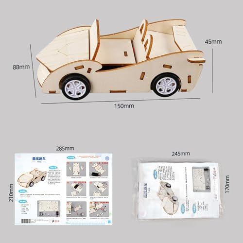 3D Wooden Puzzle Car DIY Assemble Construction Toy Crafts Model Kit - Image 6