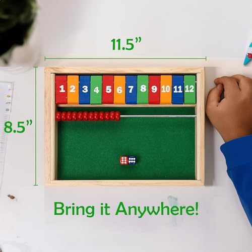 STERLING Games Kids Shut The Box Game for 2 Players | Wooden Math Toy Dice Game for Kids and Small Children | STEM Educational Toy for Learning Mathematics and Addition - Image 6