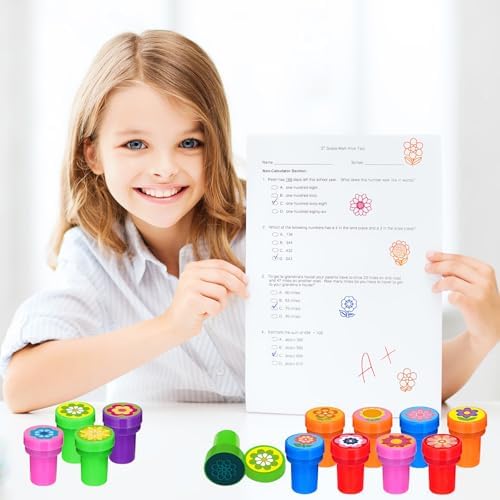 Cinrobiye 24 Pcs Flower Stampers Party Favor Set, Cute Floral Stamps for Kids Birthday Party, Classroom Rewards, Carnival Prizes, Goody Bag Fillers, Garden Floral Party Supplies - Image 5