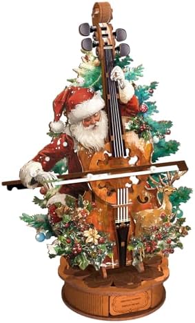 3D Wooden Puzzle Music Box for Adults-Christmas Cello Puzzle by Cutywood
