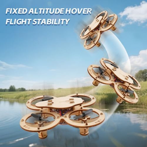 DIY Wooden Drone Assembly Kit, Wooden Drone Building Kit, Remote Control Mini Quadcopters, DIY Assembly Drones with 4-Axis Flight, Creative Building Model for Kids and Adults (1 PCS) - Image 3