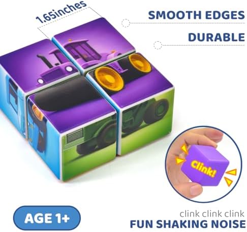 Pairez Toys Magnetic Cubes for Toddler, 1.65 inch Large Building Blocks Tiles, Construction Vehicles Puzzles Game for Toddlers, STEM Educational Learning Toys for Boys & Girls Ages 1 2 3 - Image 4